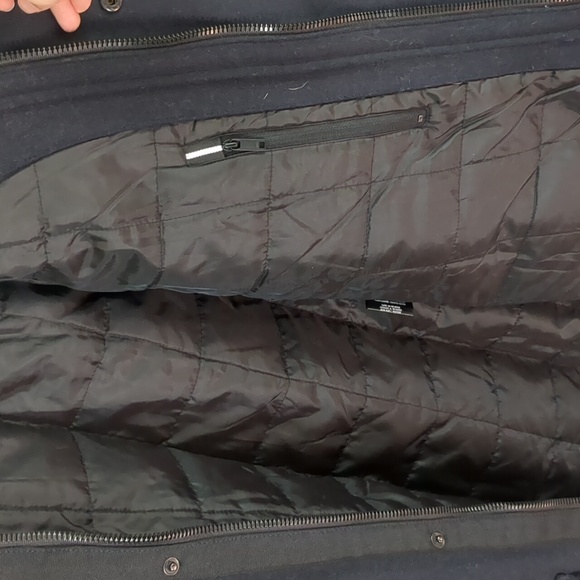 DKNY Men's Mid Length Stadium Wool Blend Coat In Navy Blue Size XL - Picture 8 of 16